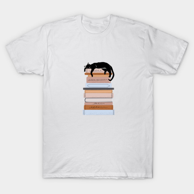 Cat And Books T-Shirt